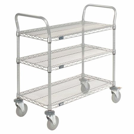 Nexel Utility Cart w/3 Shelves & Poly Brake Casters, 1200 lb. Cap, 36inL x 24inW x 39inH 168211B